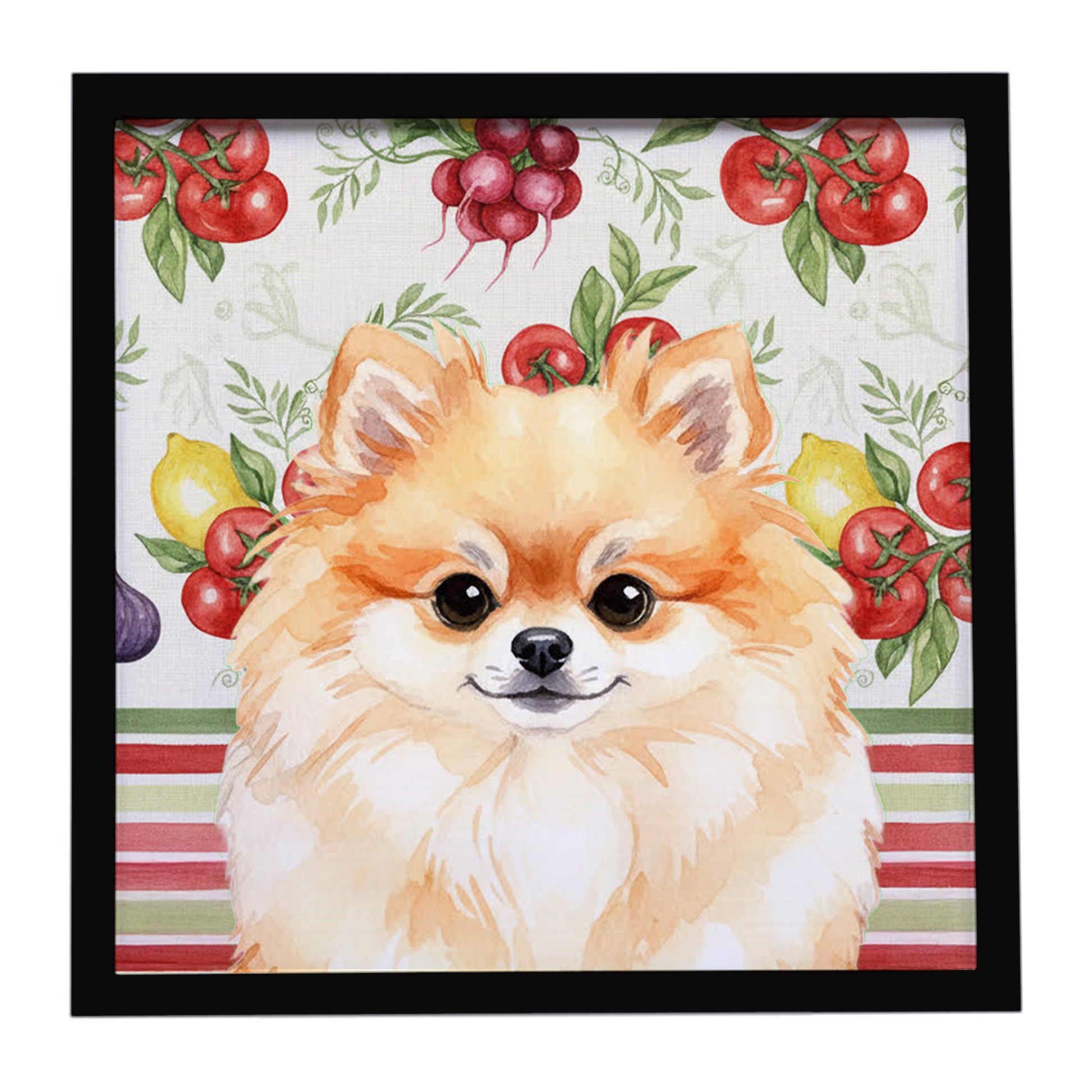 Buy this Pomeranian Vegetables Framed Metal Print