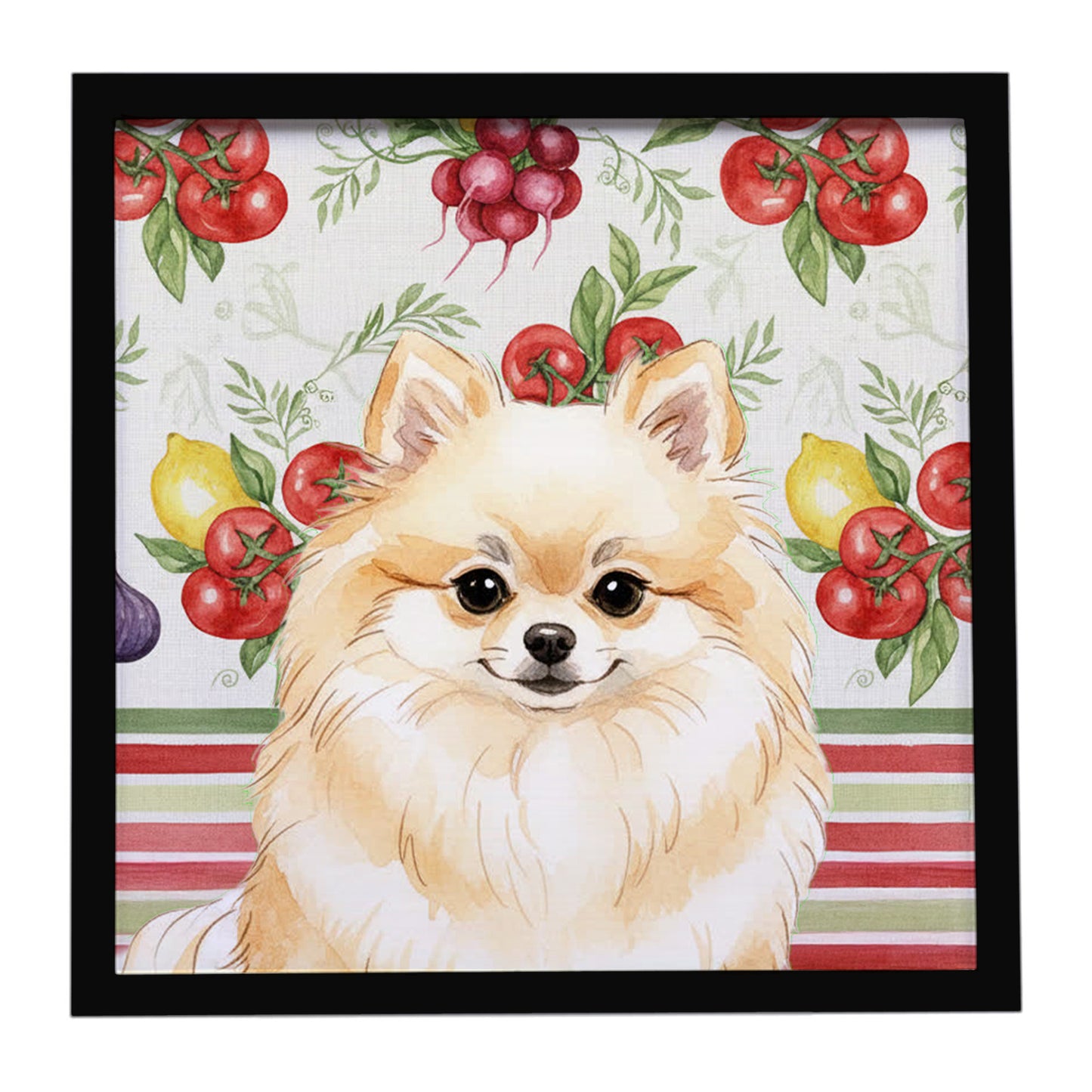 Buy this Cream Pomeranian Vegetables Framed Metal Print
