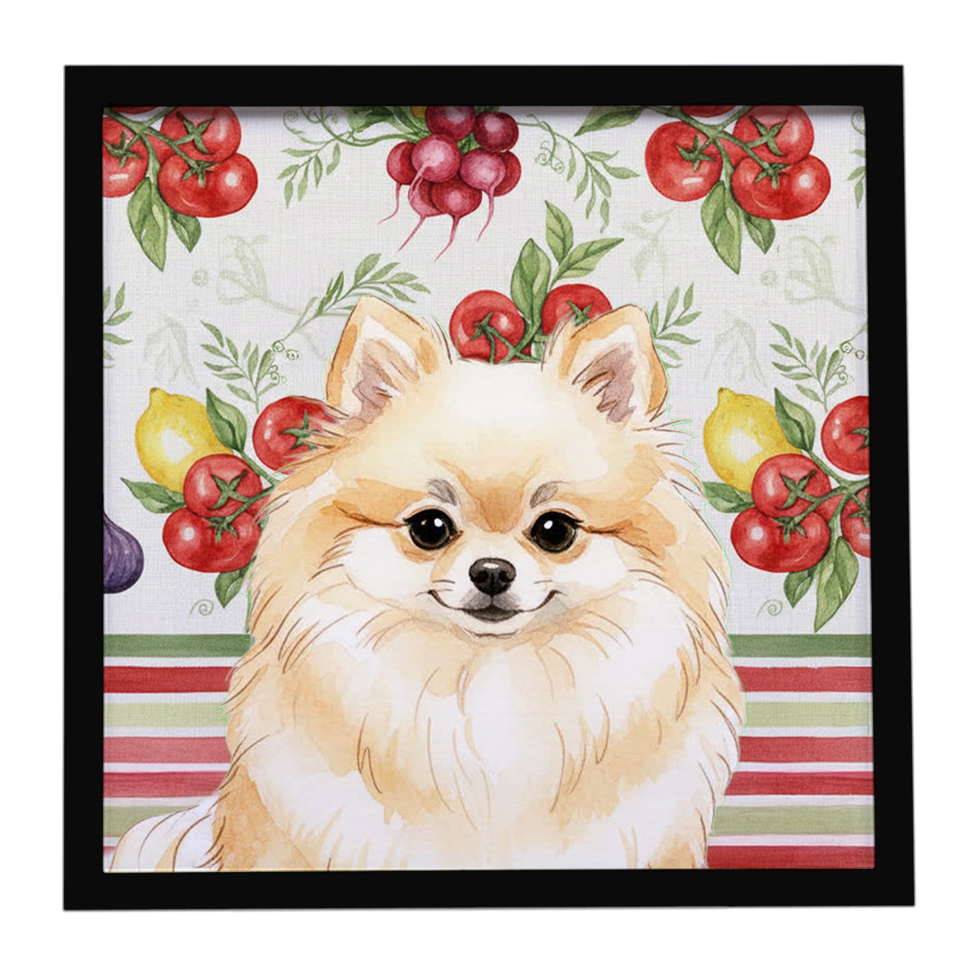 Buy this Cream Pomeranian Vegetables Framed Metal Print