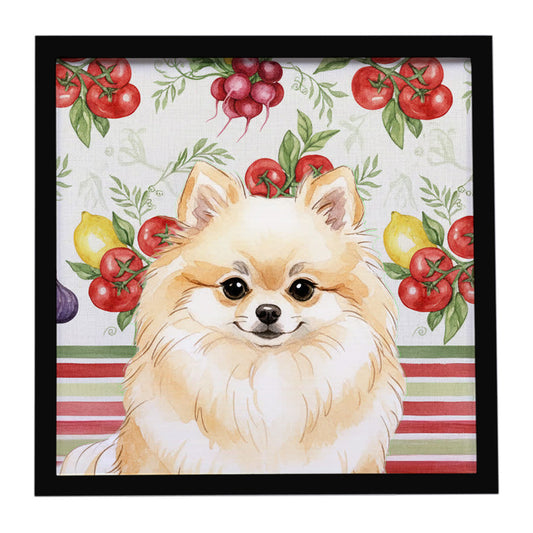 Buy this Cream Pomeranian Vegetables Framed Metal Print