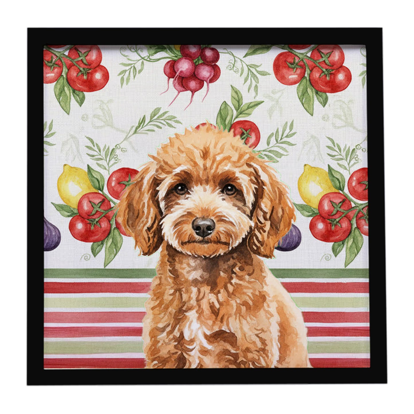 Buy this Miniature Apricot Poodle Vegetables Framed Metal Print