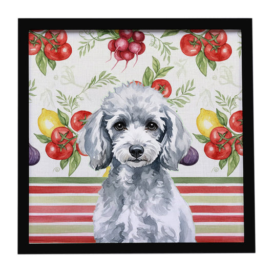 Buy this Miniature Silver Poodle Vegetables Framed Metal Print