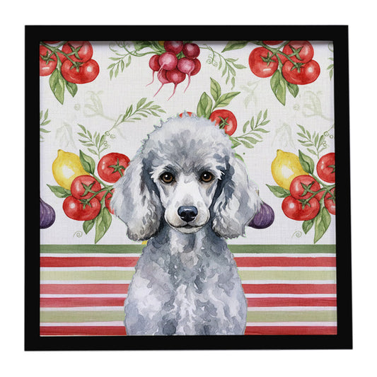 Buy this Standard Silver Poodle Vegetables Framed Metal Print