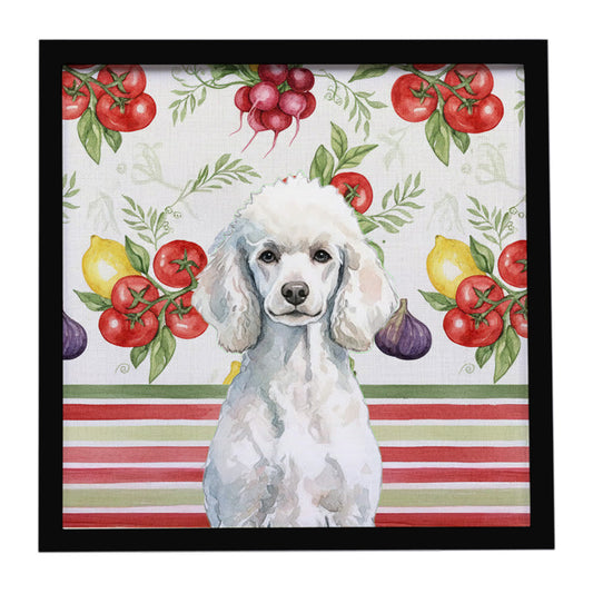 Buy this Standard White Poodle Vegetables Framed Metal Print