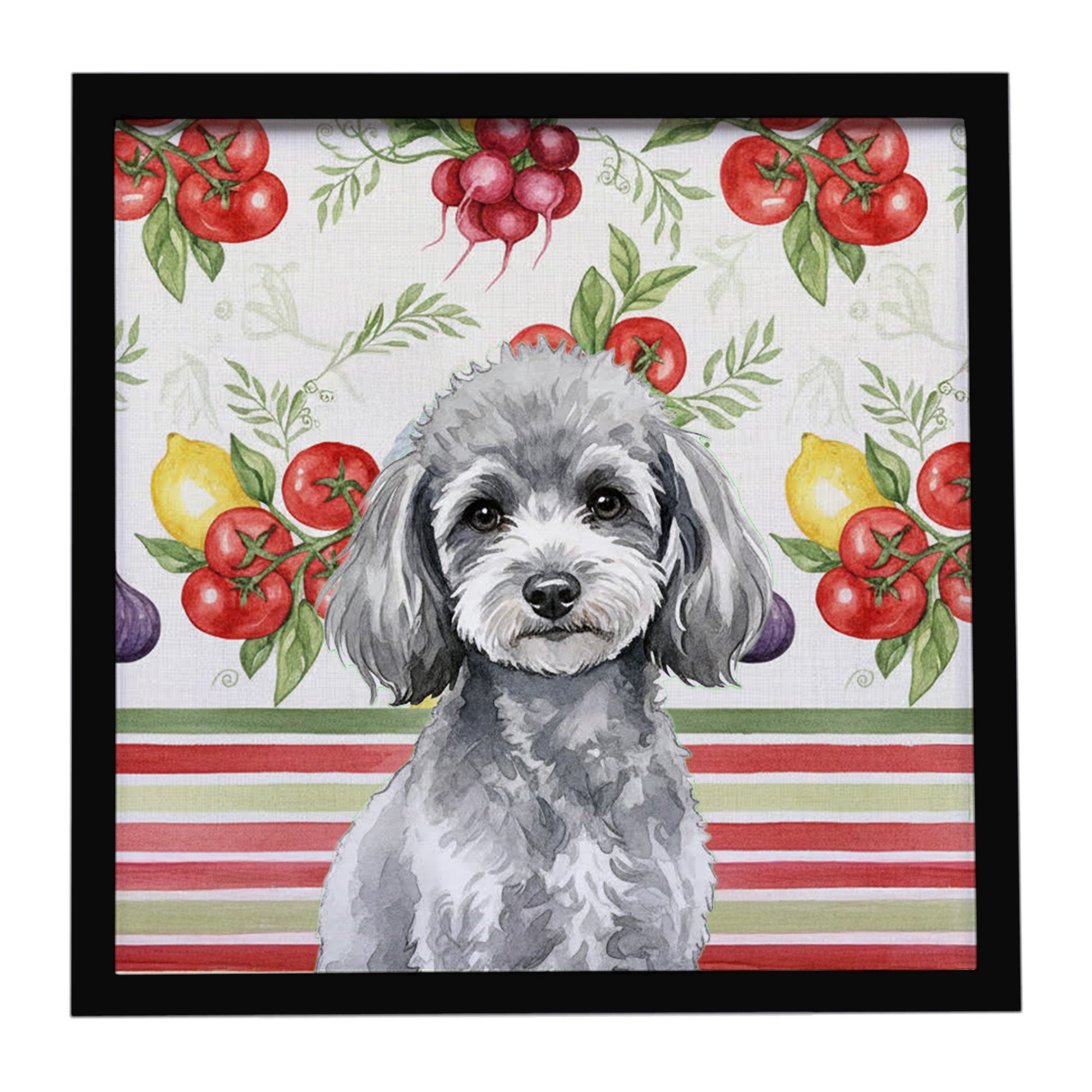 Buy this Toy Silver Poodle Vegetables Framed Metal Print