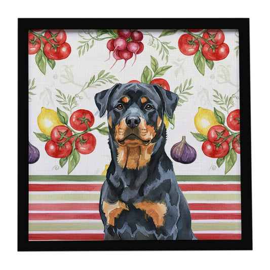 Buy this Rottweiler Vegetables Framed Metal Print