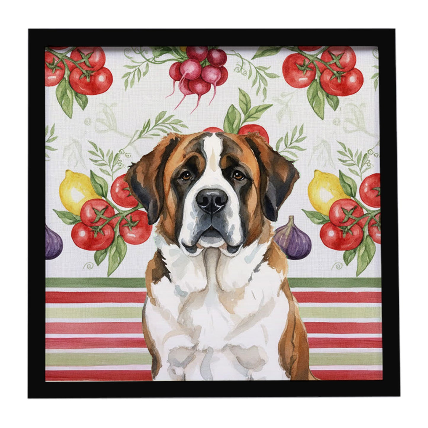 Buy this Brindle and White Saint Bernard Vegetables Framed Metal Print