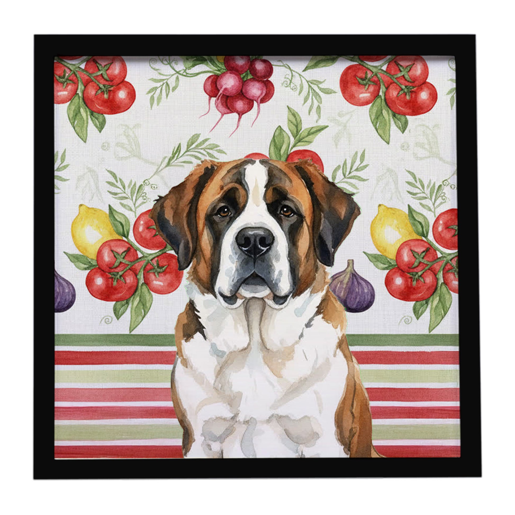 Buy this Brindle and White Saint Bernard Vegetables Framed Metal Print