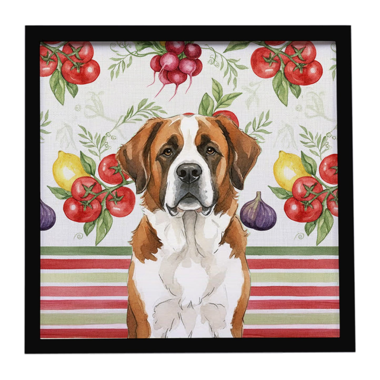 Buy this Brown and White Saint Bernard Vegetables Framed Metal Print
