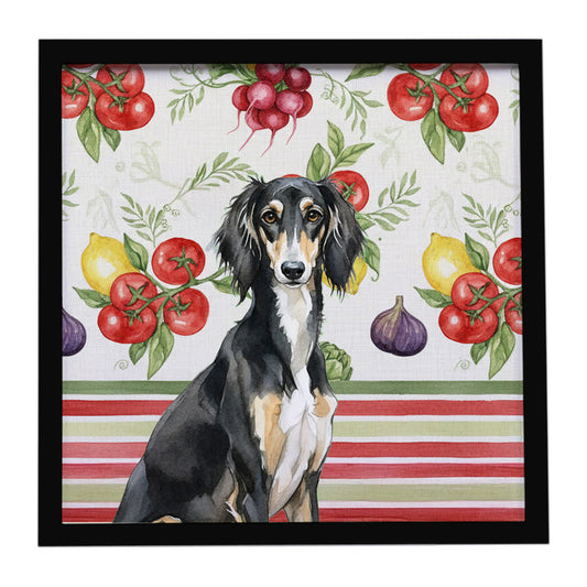 Buy this Black and Tan Saluki Vegetables Framed Metal Print