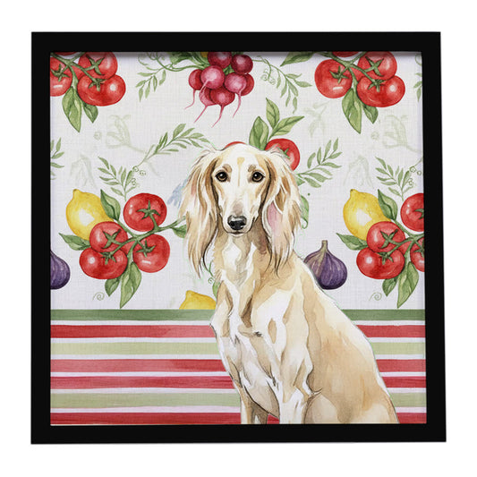 Buy this Cream Saluki Vegetables Framed Metal Print