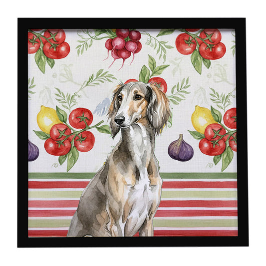 Buy this Grizzle Saluki Vegetables Framed Metal Print