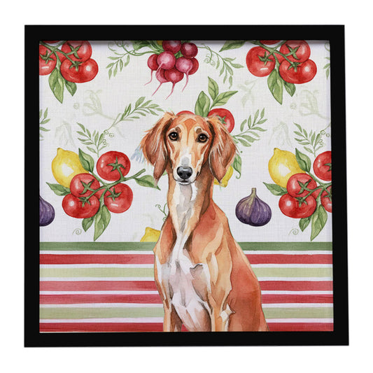 Buy this Red Saluki Vegetables Framed Metal Print