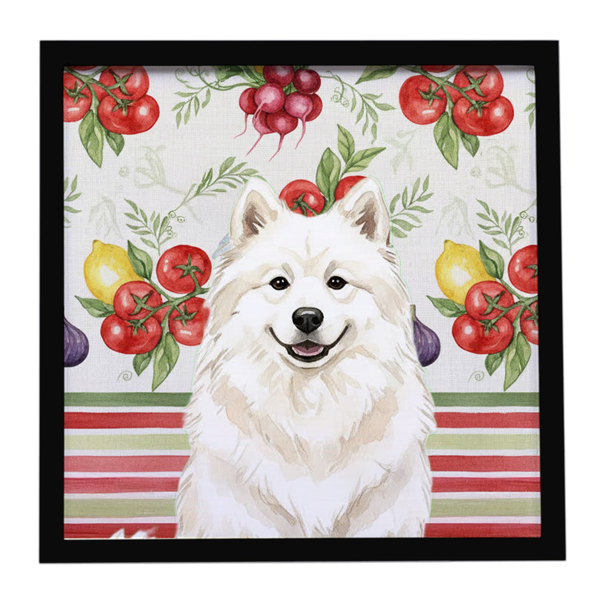 Buy this Cream Samoyed Vegetables Framed Metal Print