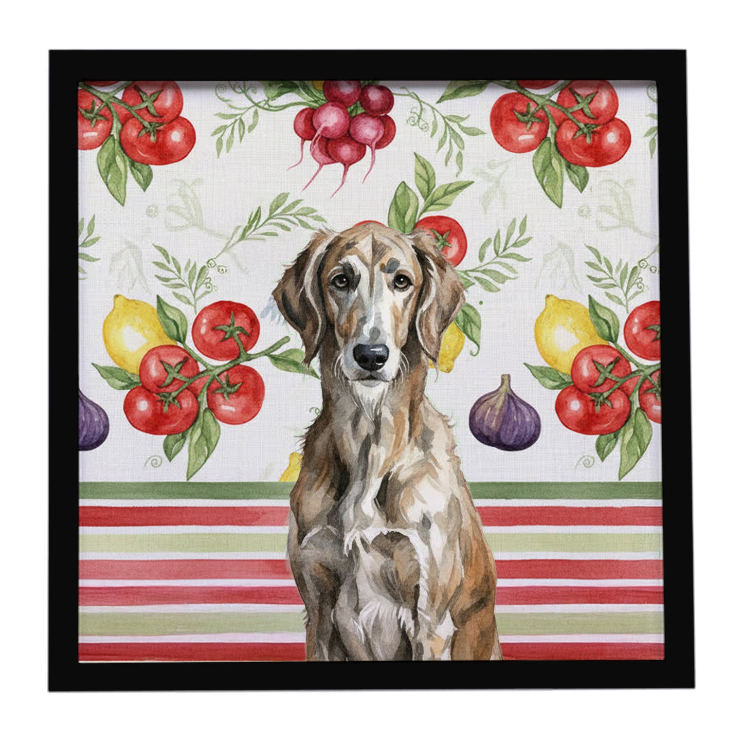 Buy this Brindle Scottish Deerhound Vegetables Framed Metal Print