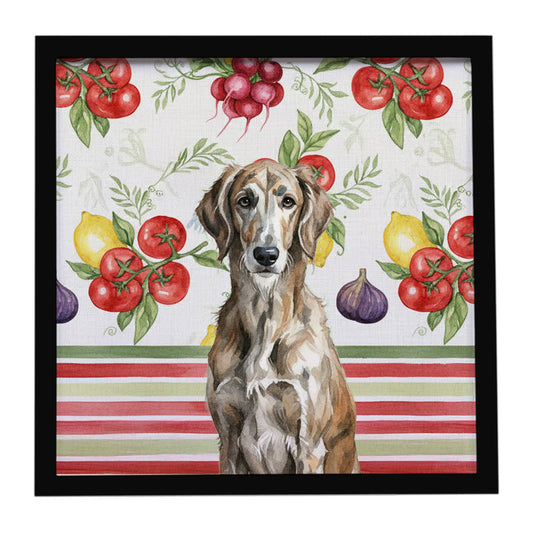 Buy this Brindle Scottish Deerhound Vegetables Framed Metal Print