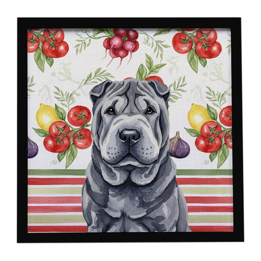 Buy this Black Shar Pei Vegetables Framed Metal Print