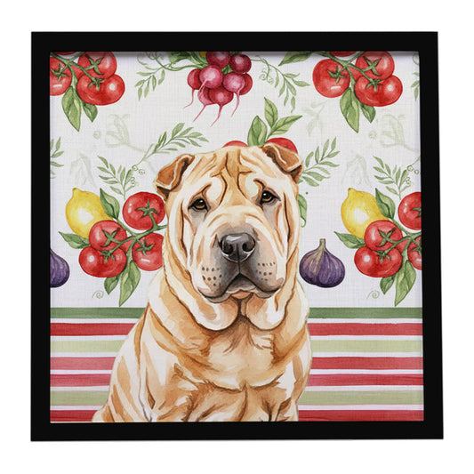 Buy this Red Shar Pei Vegetables Framed Metal Print