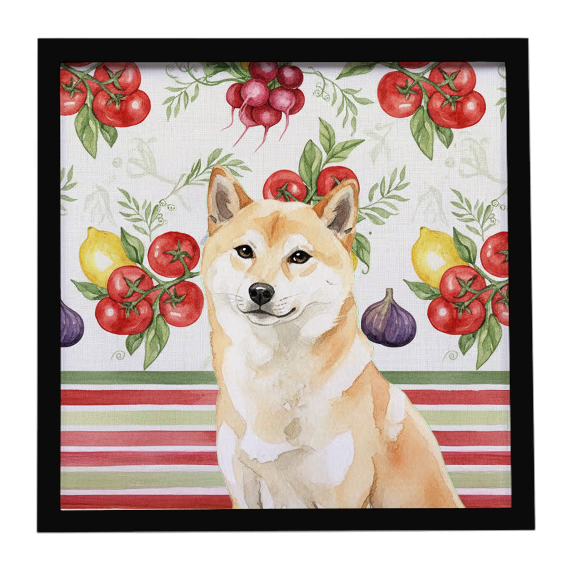 Buy this Cream Shiba Inu Vegetables Framed Metal Print