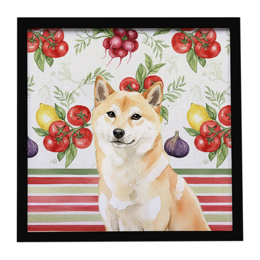 Buy this Cream Shiba Inu Vegetables Framed Metal Print