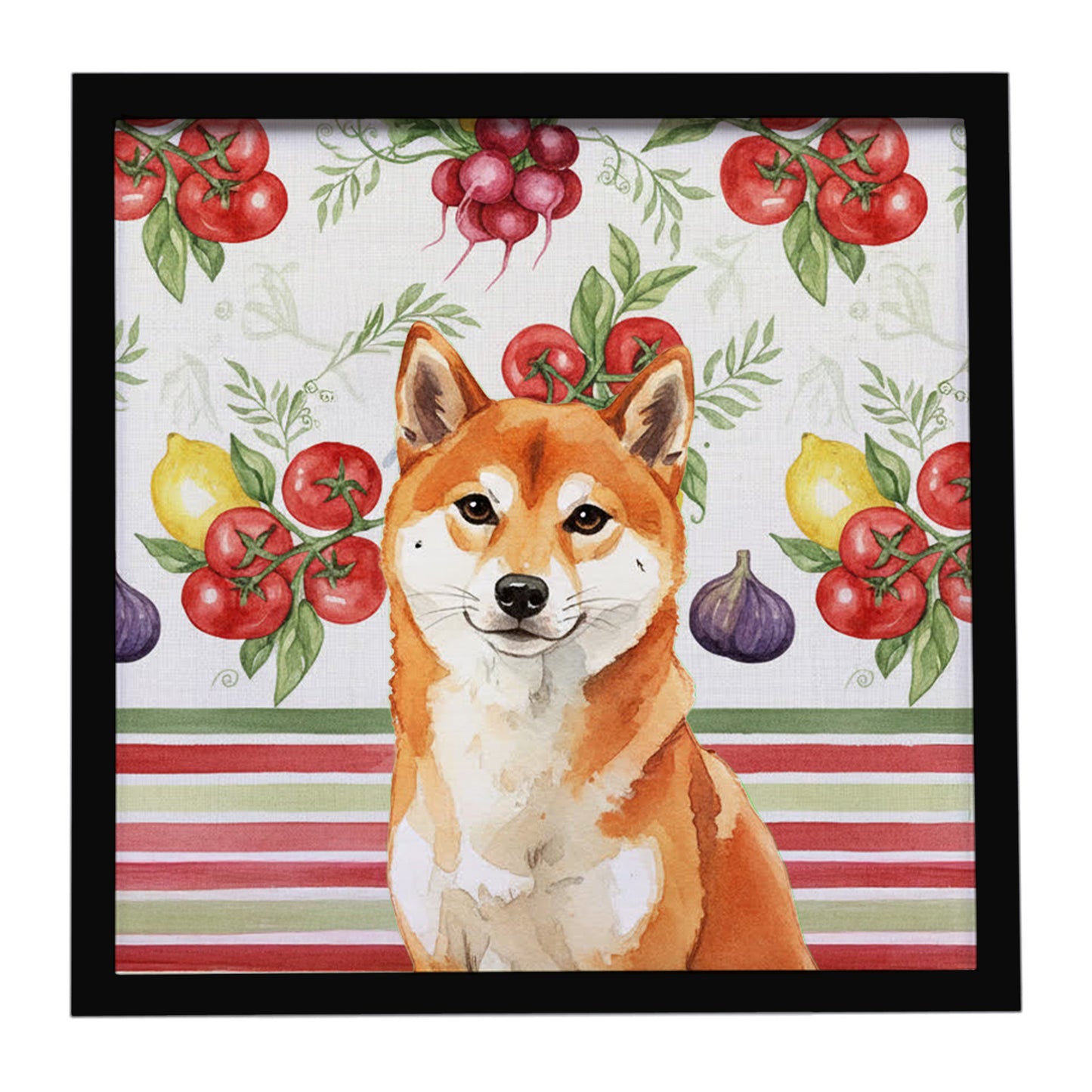 Buy this Red Shiba Inu Vegetables Framed Metal Print