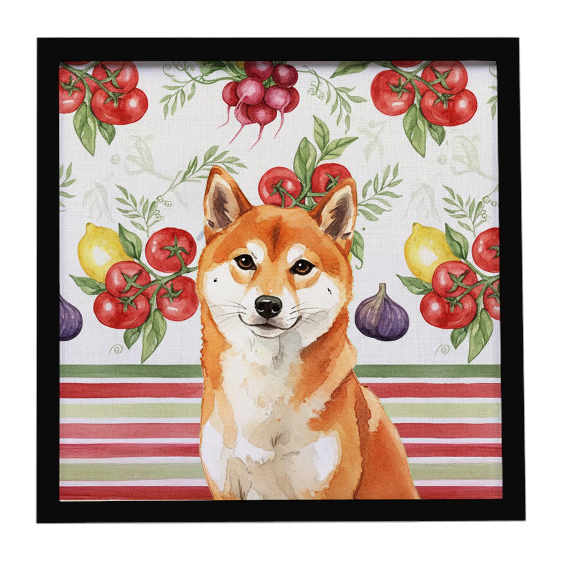 Buy this Red Shiba Inu Vegetables Framed Metal Print