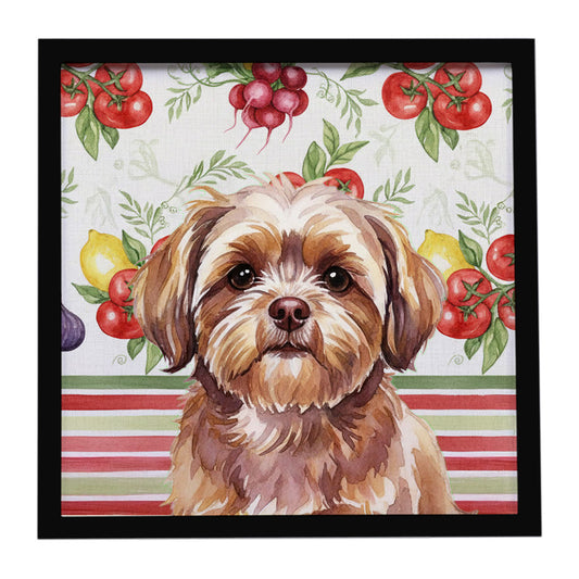 Buy this Liver Shih Tzu Vegetables Framed Metal Print