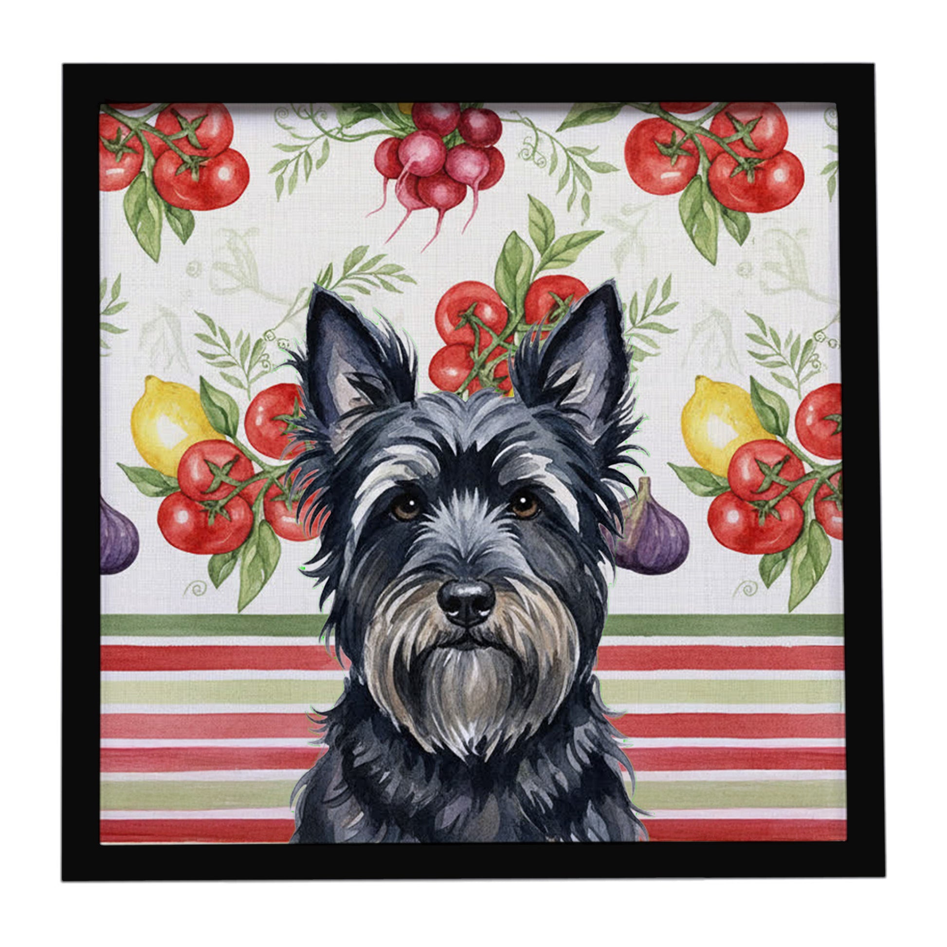 Buy this Black Skye Terrier Vegetables Framed Metal Print