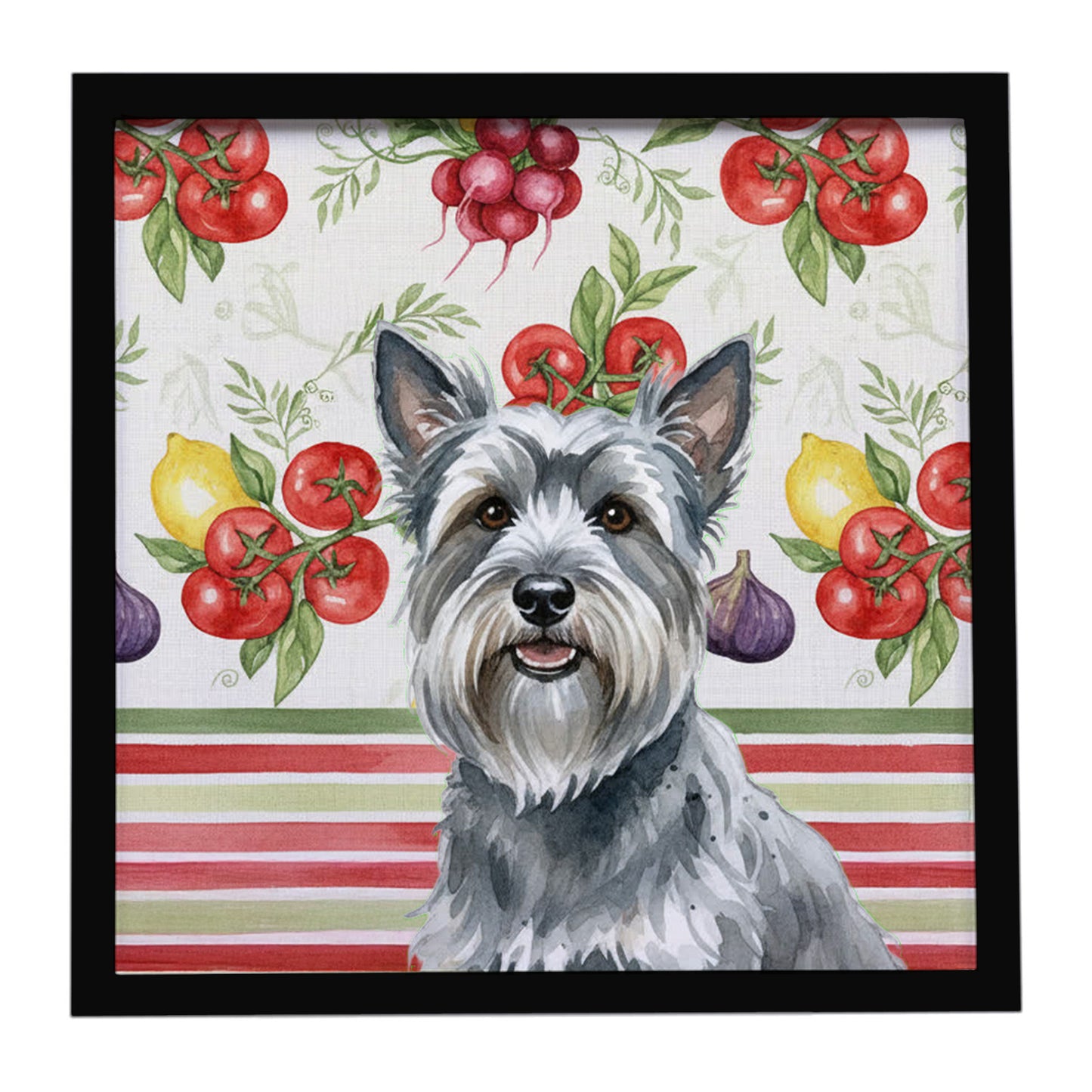 Buy this Gray Skye Terrier Vegetables Framed Metal Print