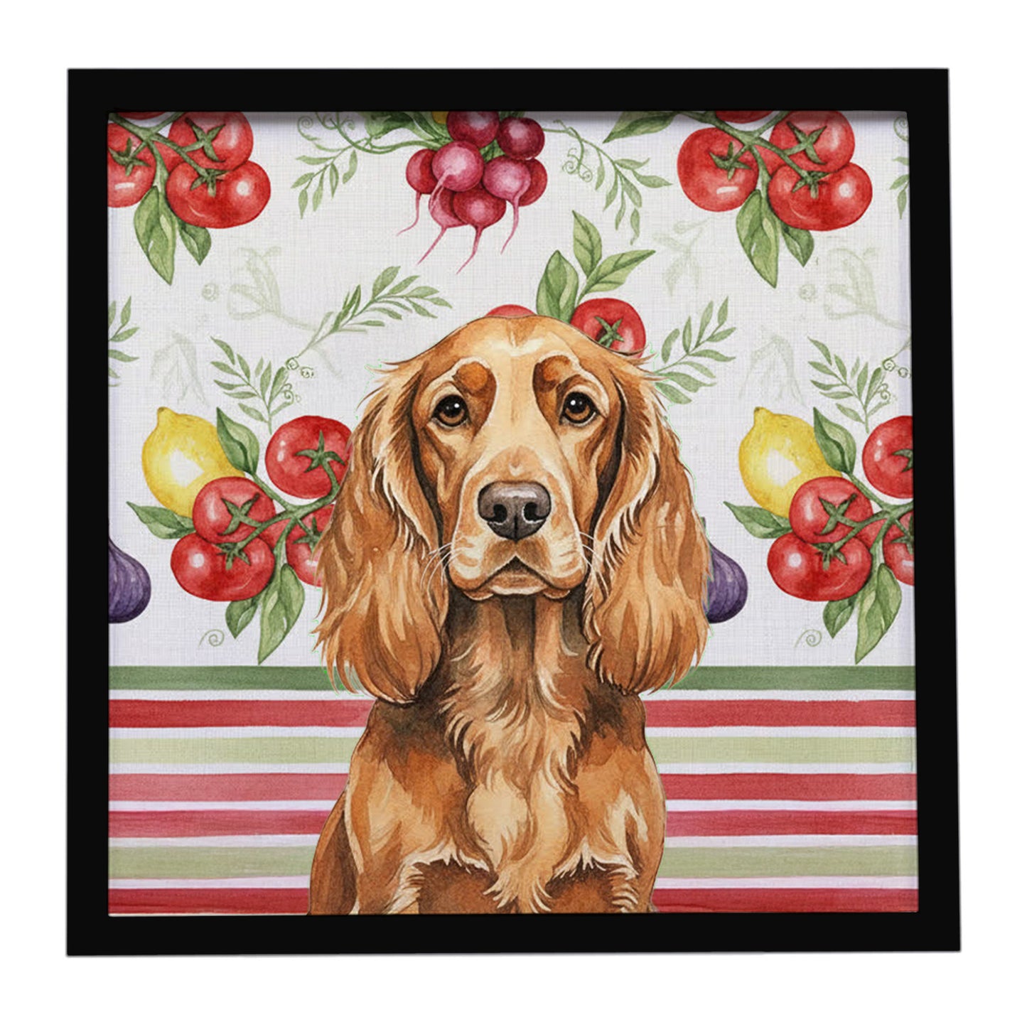 Buy this Sussex Spaniel Vegetables Framed Metal Print