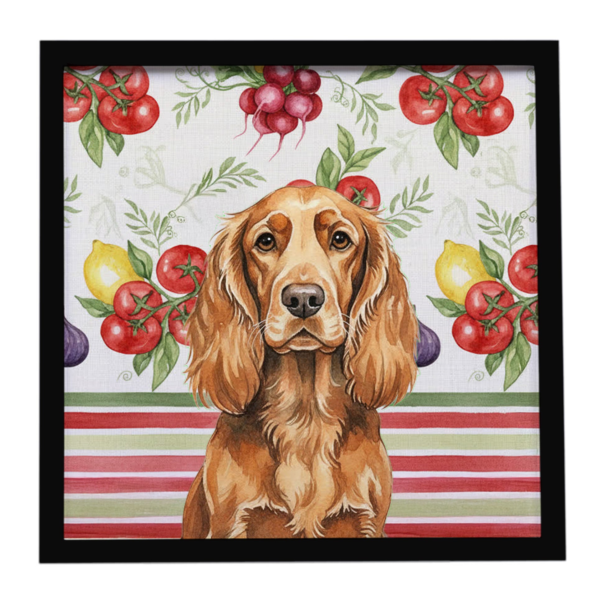 Buy this Sussex Spaniel Vegetables Framed Metal Print