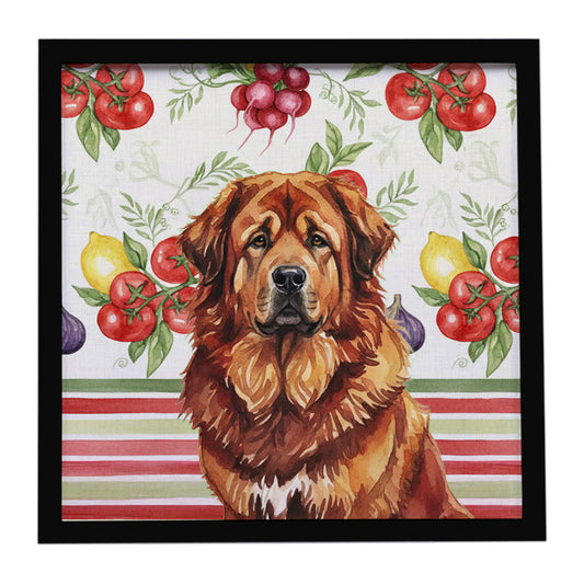 Buy this Red Gold Tibetan Mastiff Vegetables Framed Metal Print