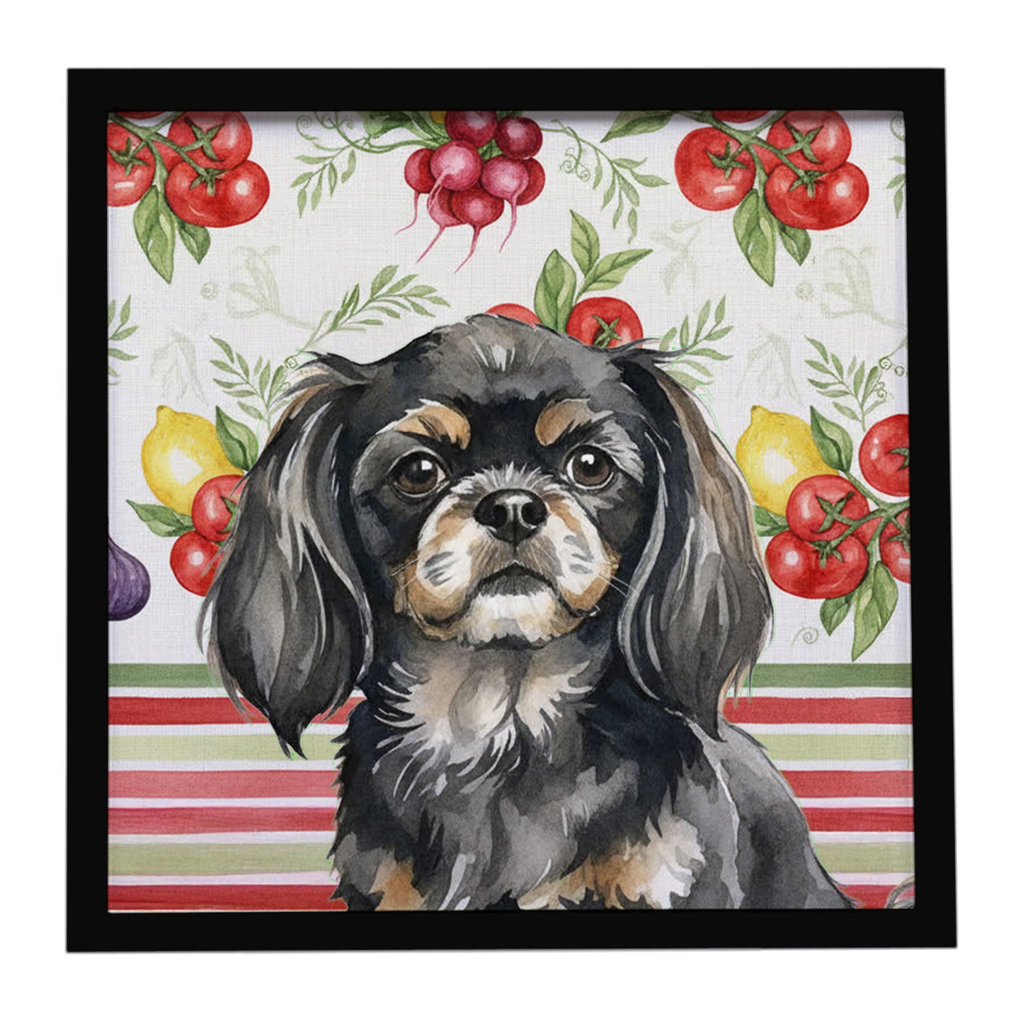 Buy this Black and Tan Tibetan Spaniel Vegetables Framed Metal Print
