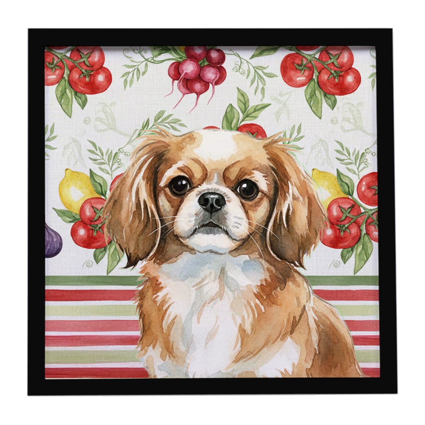 Buy this Tibetan Spaniel Vegetables Framed Metal Print