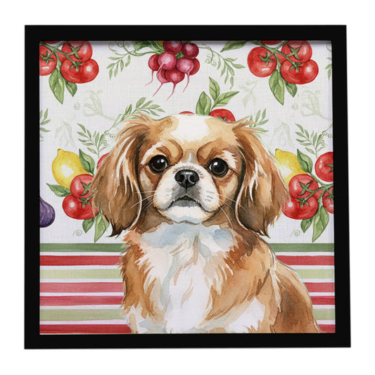 Buy this Tibetan Spaniel Vegetables Framed Metal Print