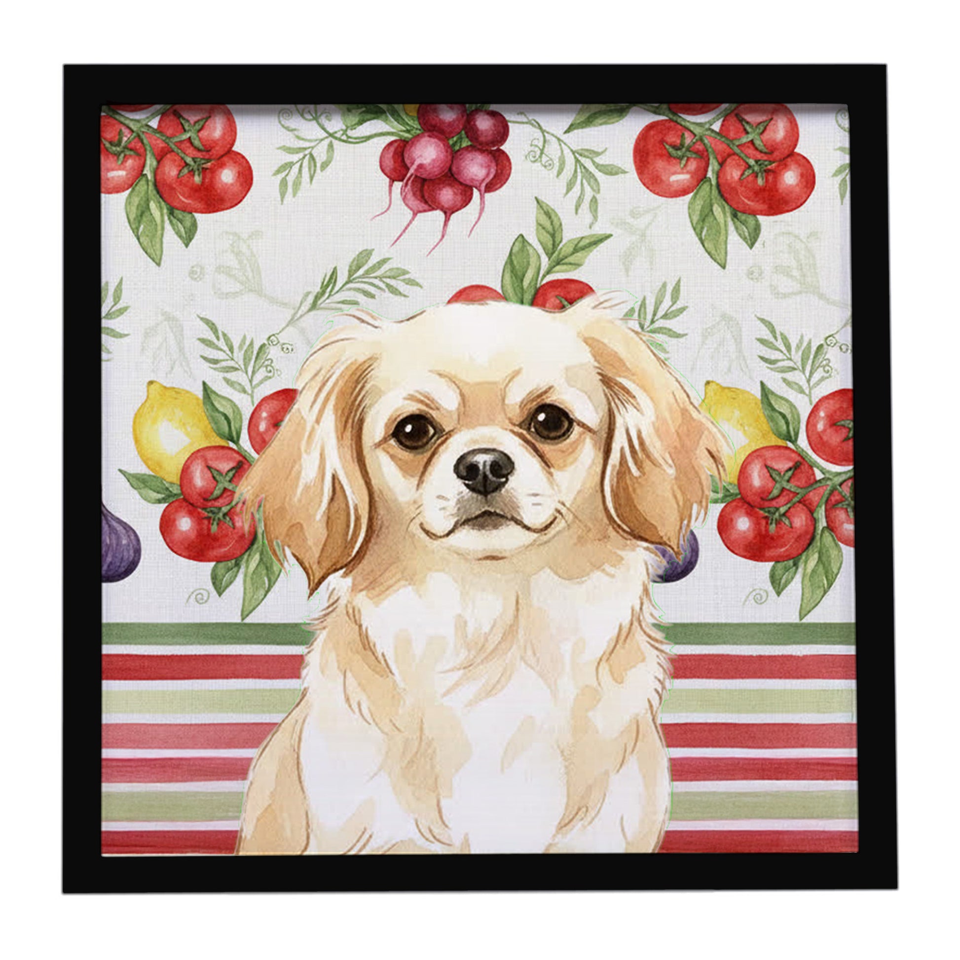 Buy this Cream Tibetan Spaniel Vegetables Framed Metal Print