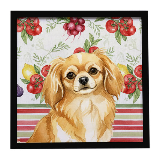 Buy this Gold Tibetan Spaniel Vegetables Framed Metal Print