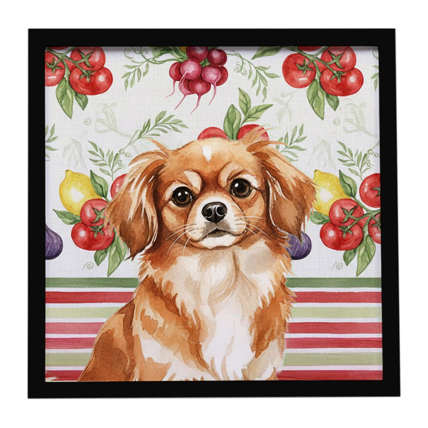 Buy this Red Tibetan Spaniel Vegetables Framed Metal Print