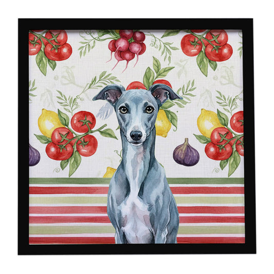 Buy this Blue Whippet Vegetables Framed Metal Print