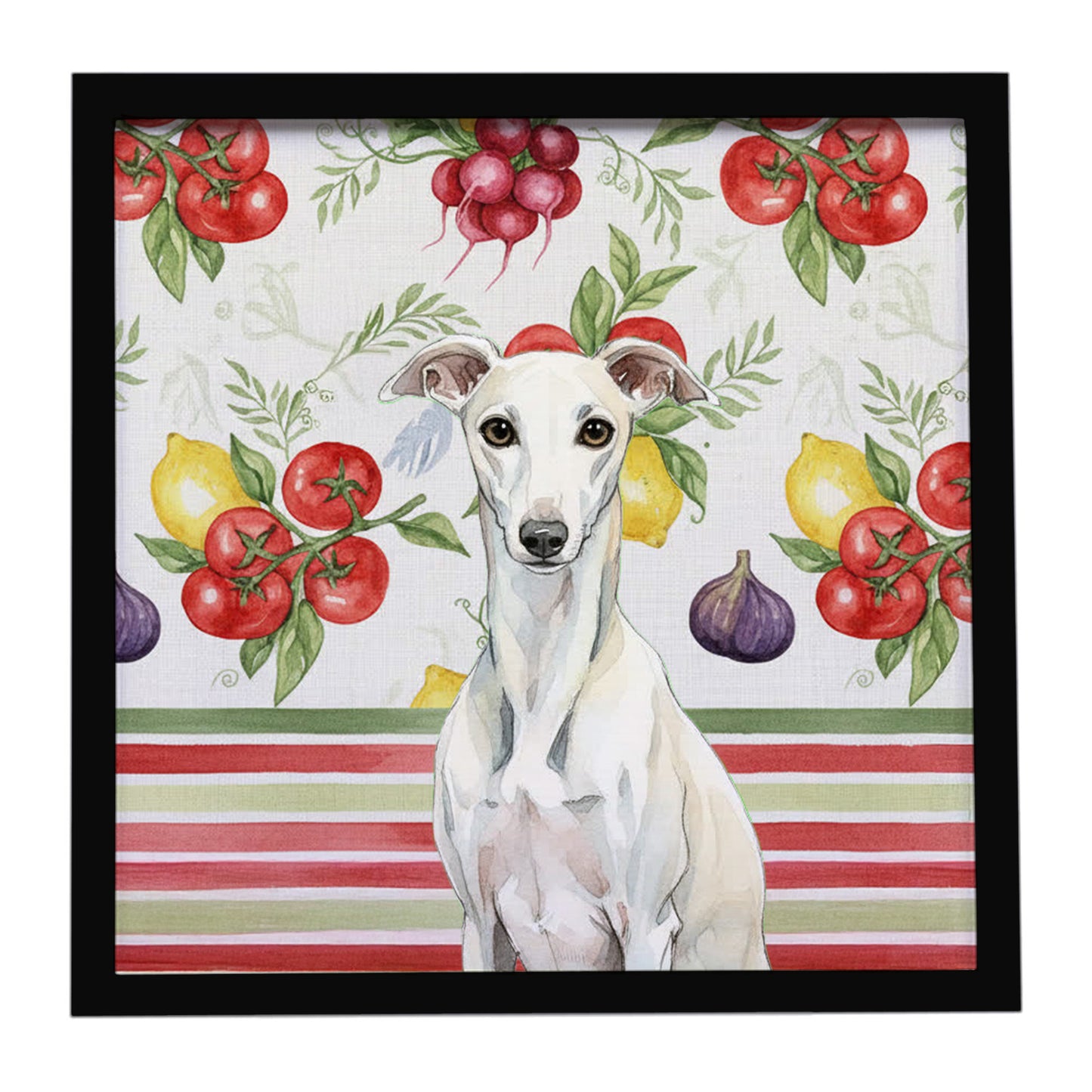 Buy this White Whippet Vegetables Framed Metal Print