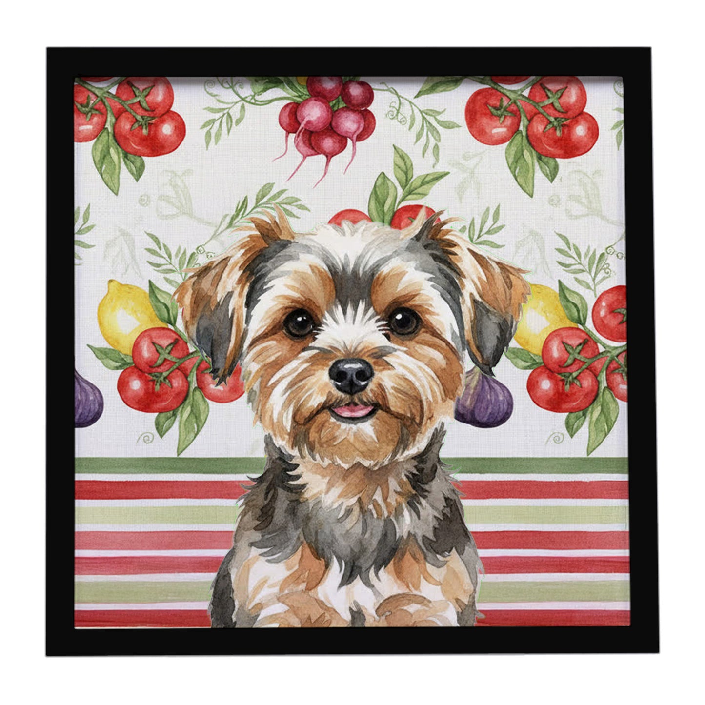 Buy this Yorkiepoo Vegetables Framed Metal Print