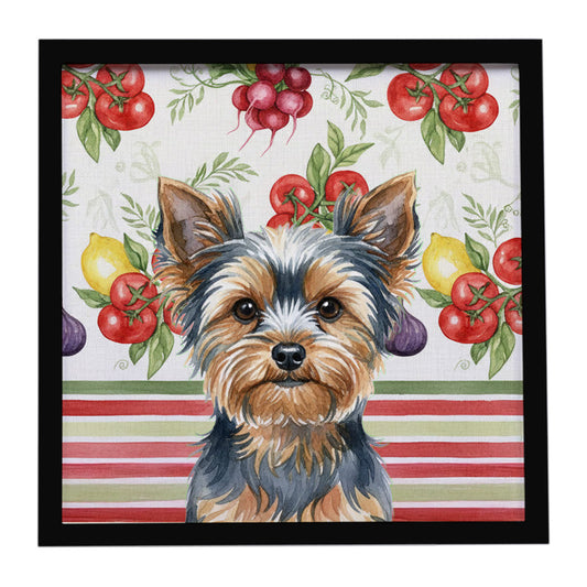 Buy this Blue and Tan Yorkshire Terrier Vegetables Framed Metal Print