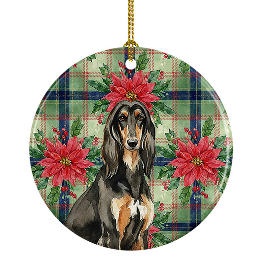 Buy this Black & Tan Afghan Hound Christmas PoinsettIas Ceramic Ornament