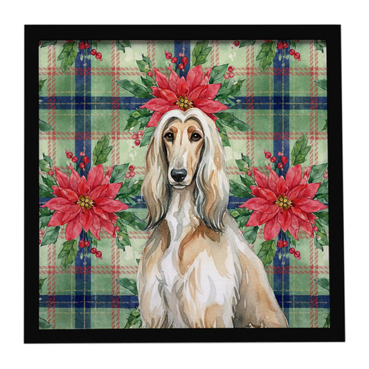 Buy this Afghan Hound Christmas PoinsettIas Framed Metal Print