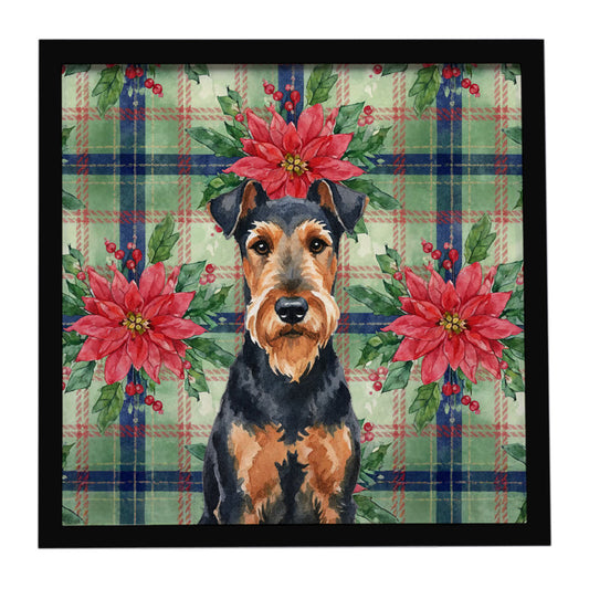 Buy this Airedale Terrier Christmas PoinsettIas Framed Metal Print