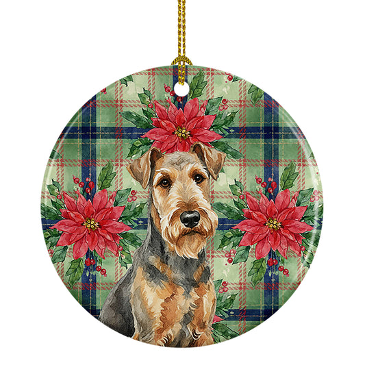 Buy this Grizzle Airedale Terrier Christmas PoinsettIas Ceramic Ornament