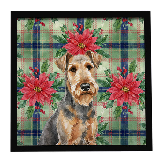 Buy this Grizzle Airedale Terrier Christmas PoinsettIas Framed Metal Print