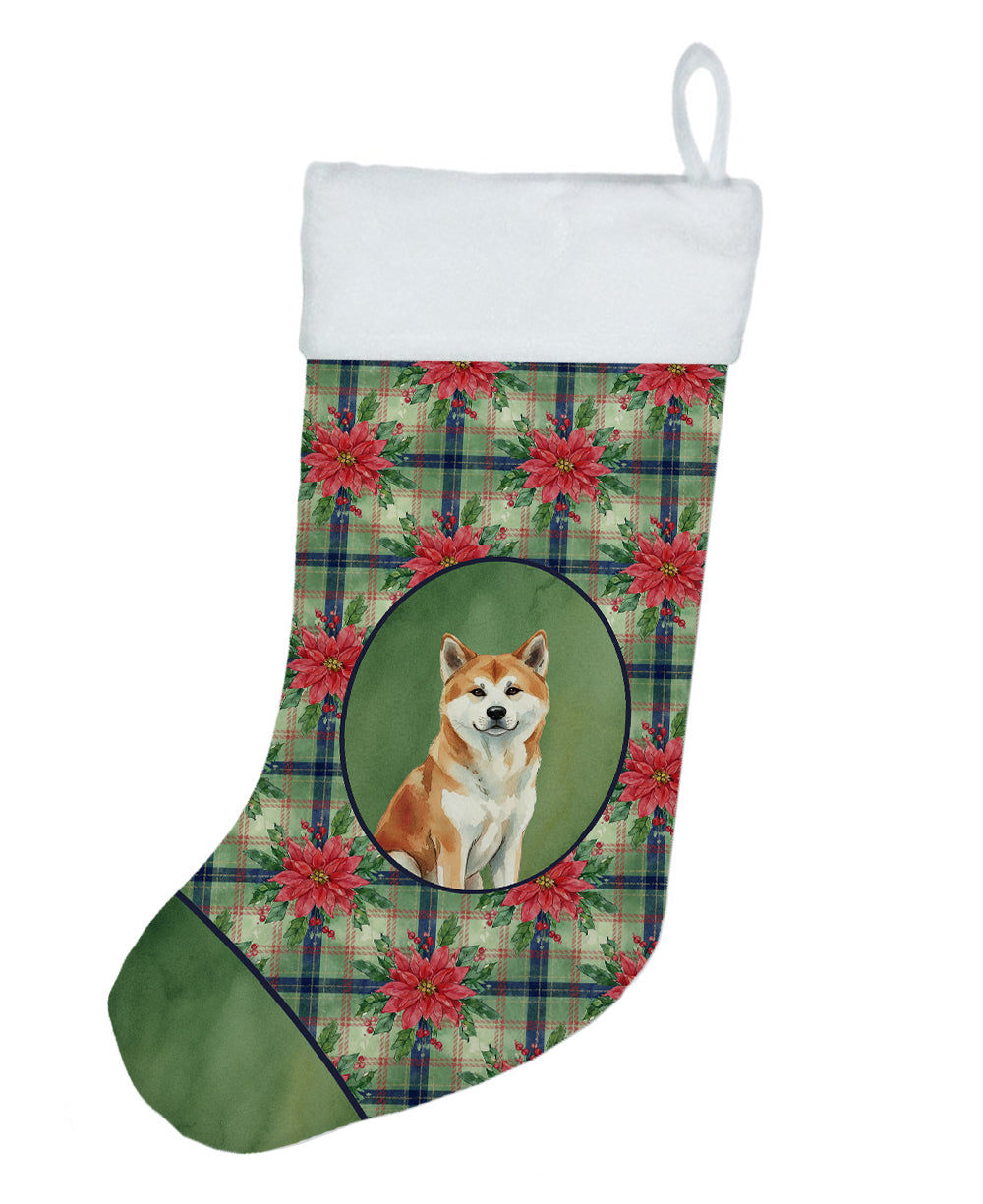 Buy this Red Akita Christmas PoinsettIas Holiday Stocking