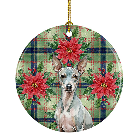 Buy this American Hairless Terrier Christmas PoinsettIas Ceramic Ornament