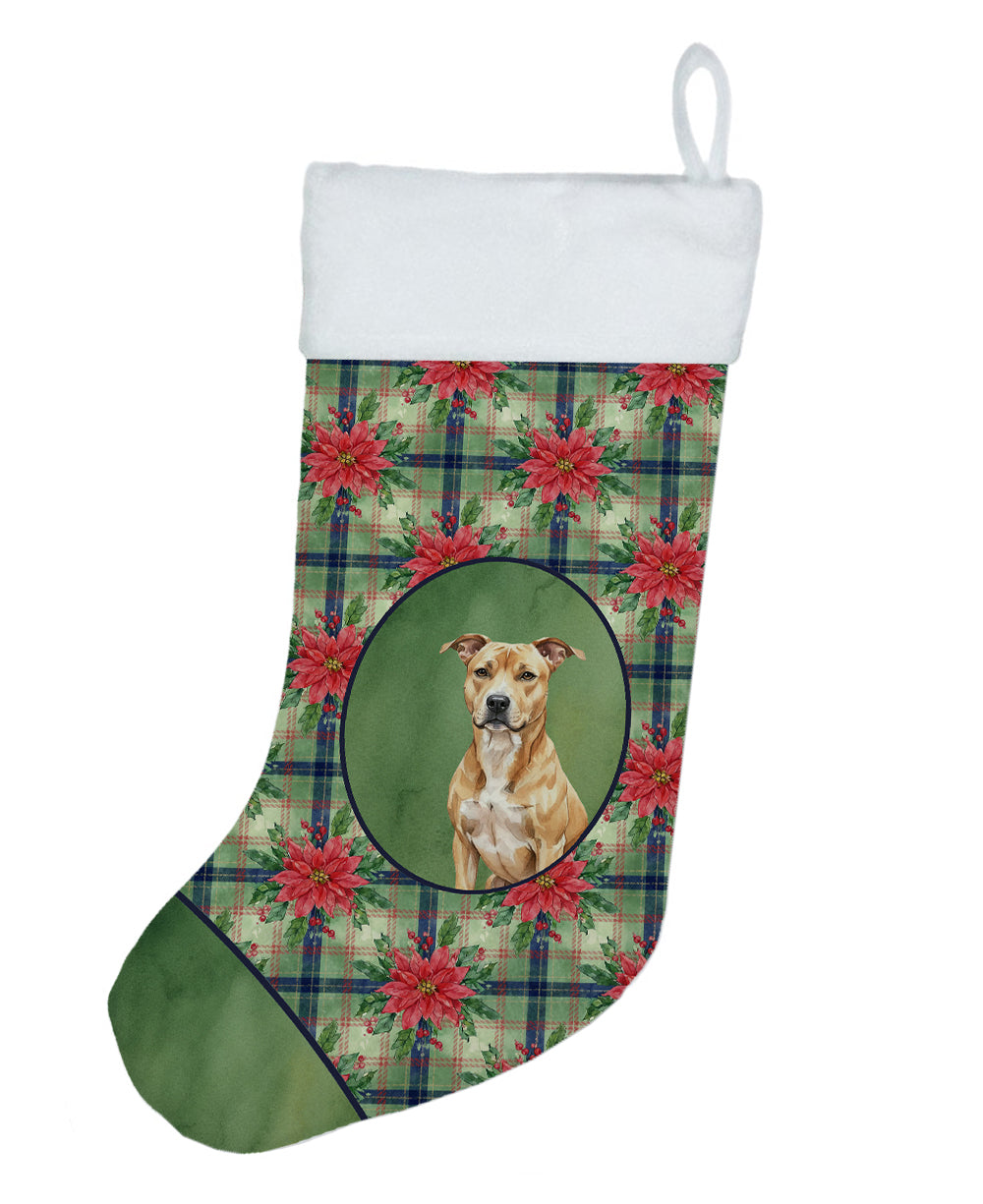 Buy this Fawn American Staffordshire Terrier Christmas PoinsettIas Holiday Stocking